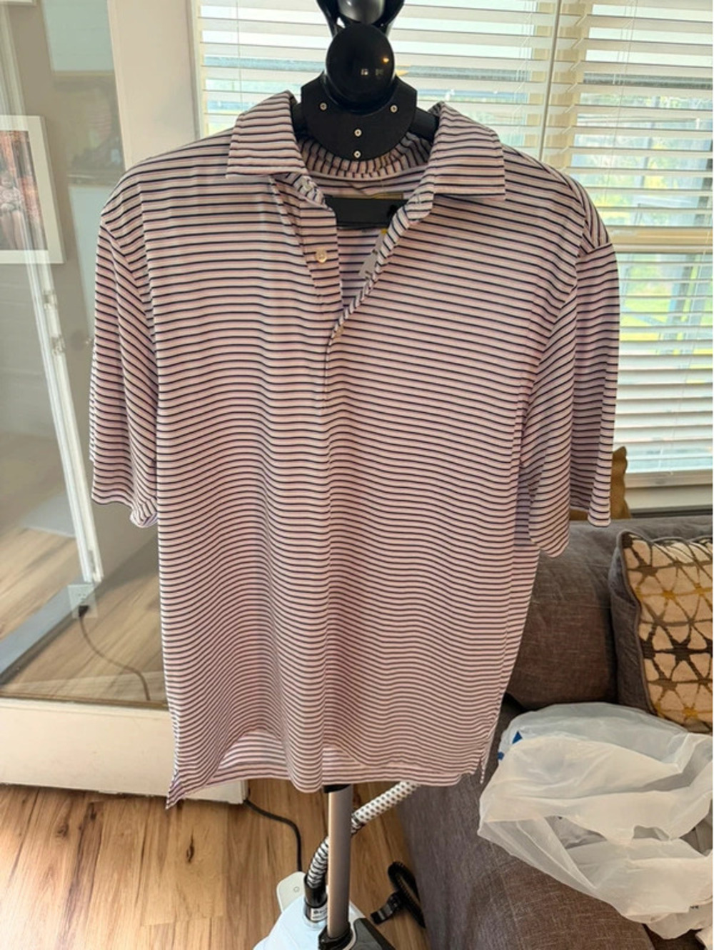 Donald Ross Sportswear Men’s Golf Polo Large Striped Performance Shirt